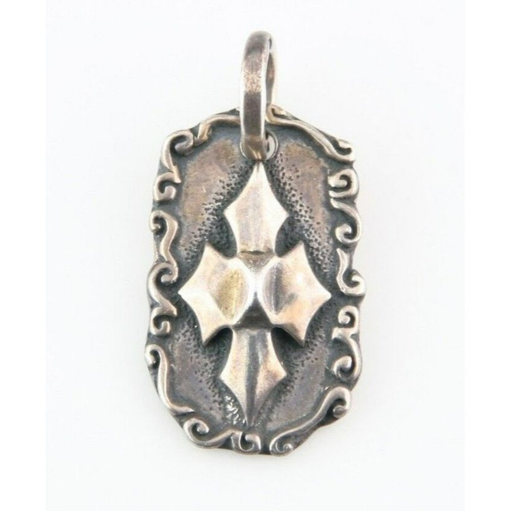 Sterling Silver Bill Wall Wave Dog Tag w/ C Cross Nice Condition DT608 17.9 g